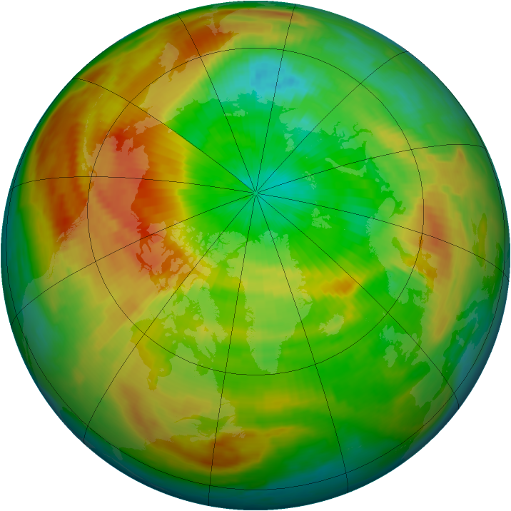Arctic ozone map for 20 April 1997